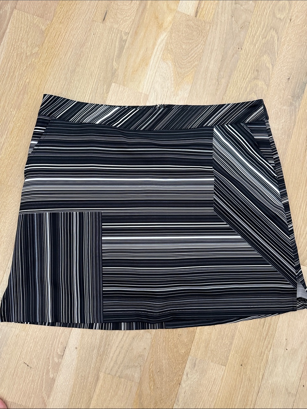 Lady Hagen Black and White Striped Patchwork Mini Skirt